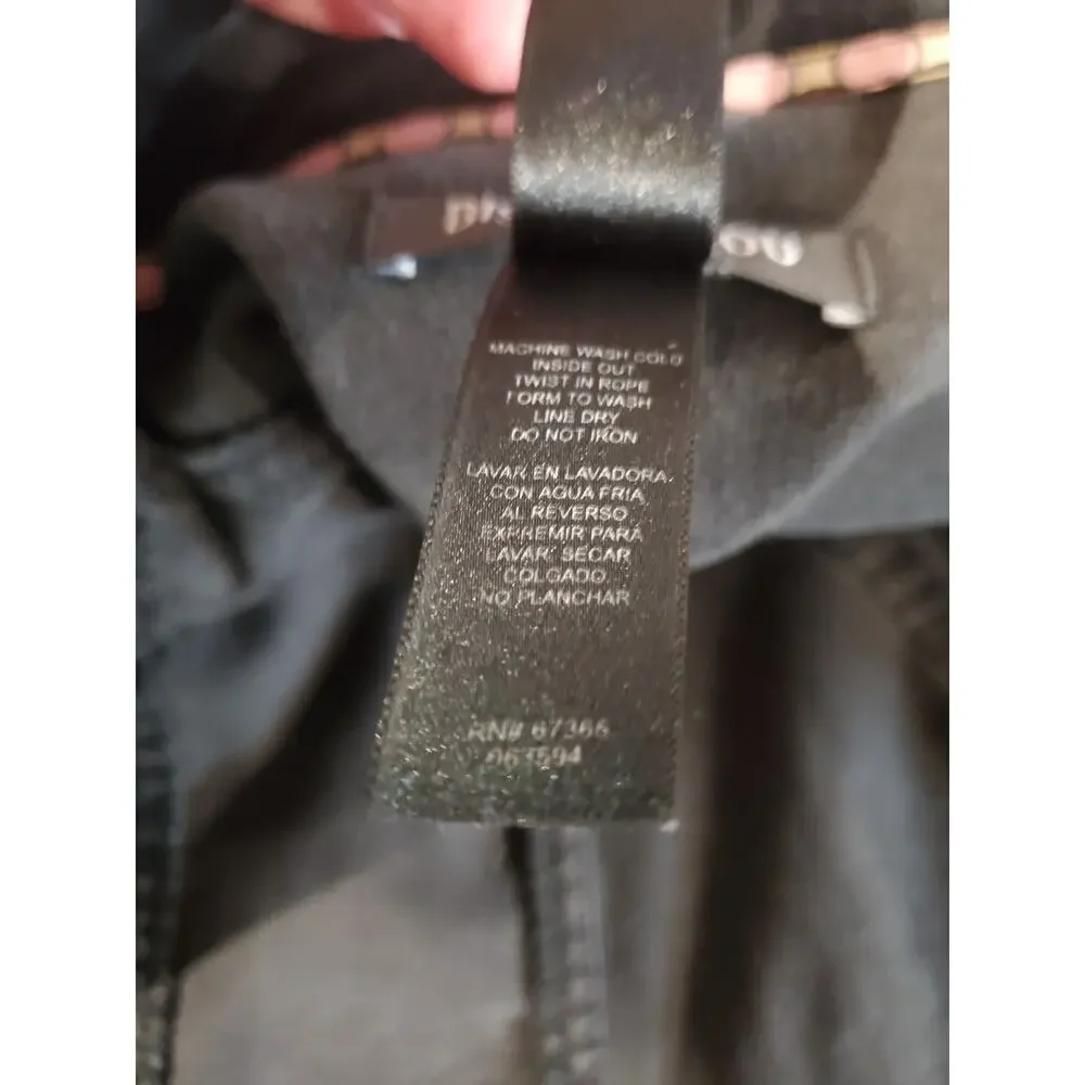 Vtg Y2K Bisou Bisou Fine Wale Corduroy Raw Hem Long Trench Jacket L Black Goth - Picture 9 of 11